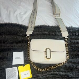 Marc Jacobs Cream Crossbody Bag with Gold Chain